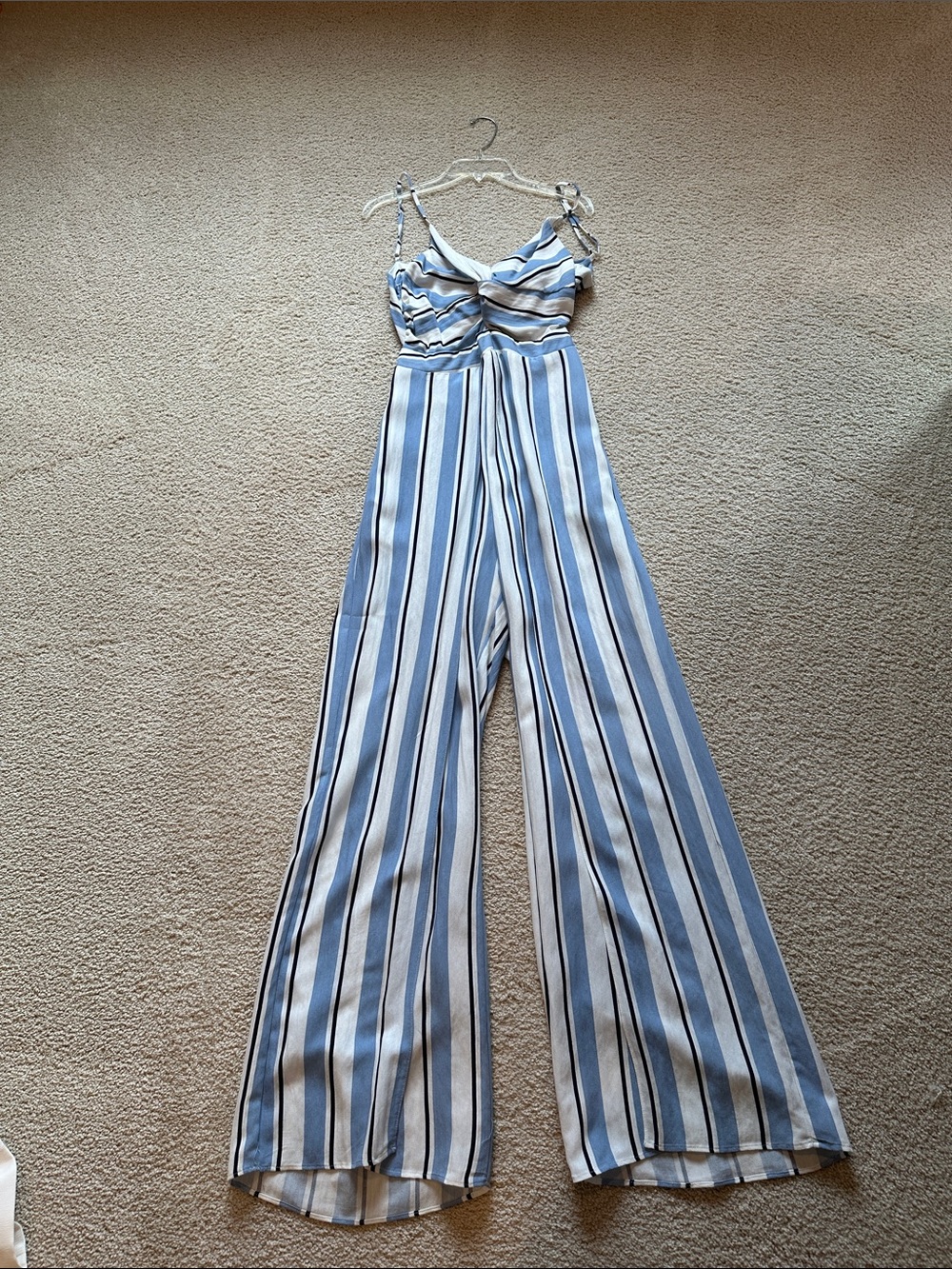 ILLA ILLA Blue and White Striped Wide-Leg Jumpsuit